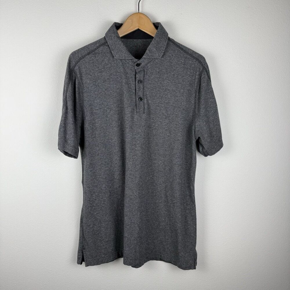 Lululemon Men's Evolution Short Sleeve Polo Shirt Charcoal Gray Stretch Medium
